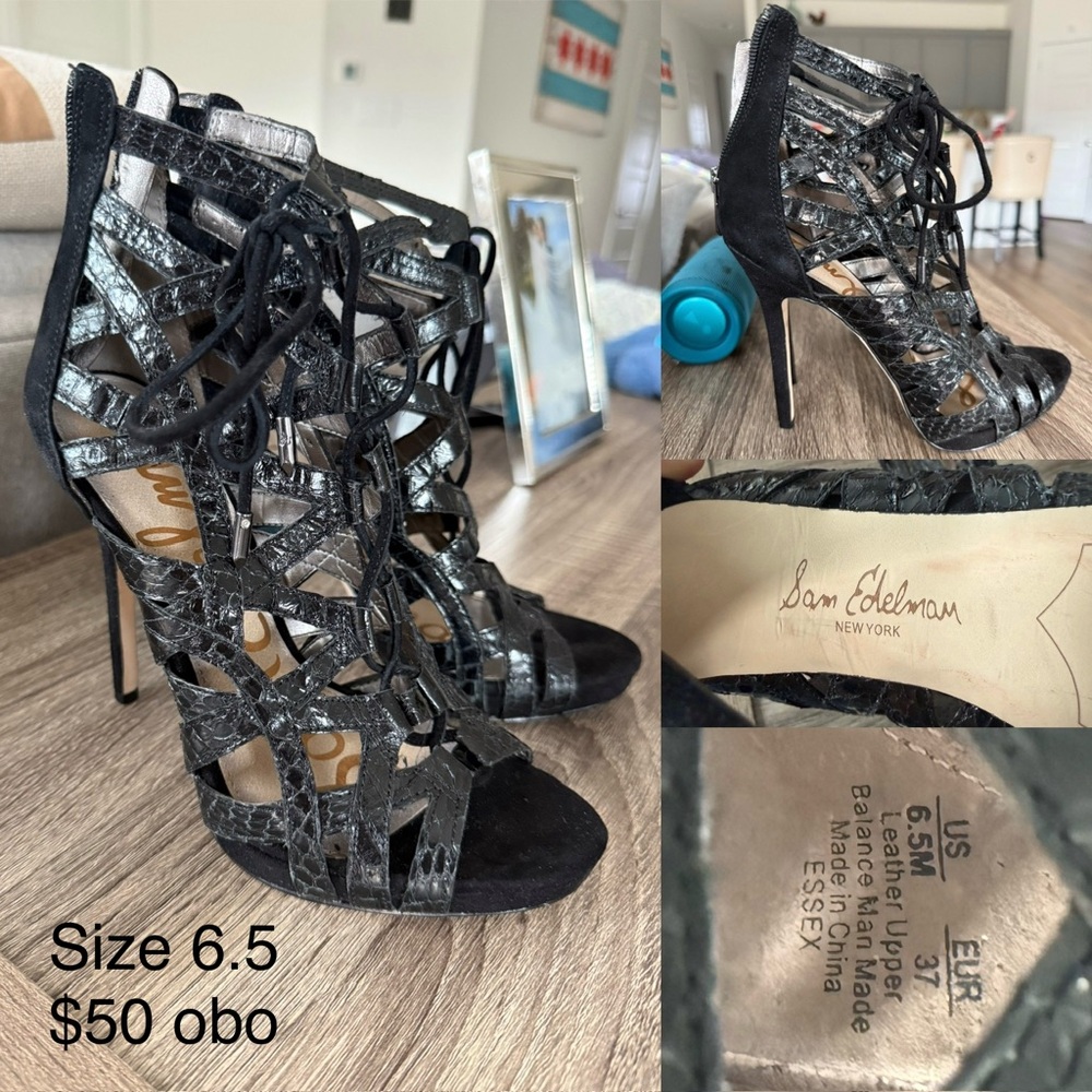 Sam Edelman Black Strappy Heels